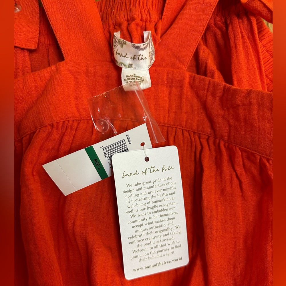 Band of the Free Elegant Orange 100% Cotton Sleeveless Dress - Picture 5 of 10